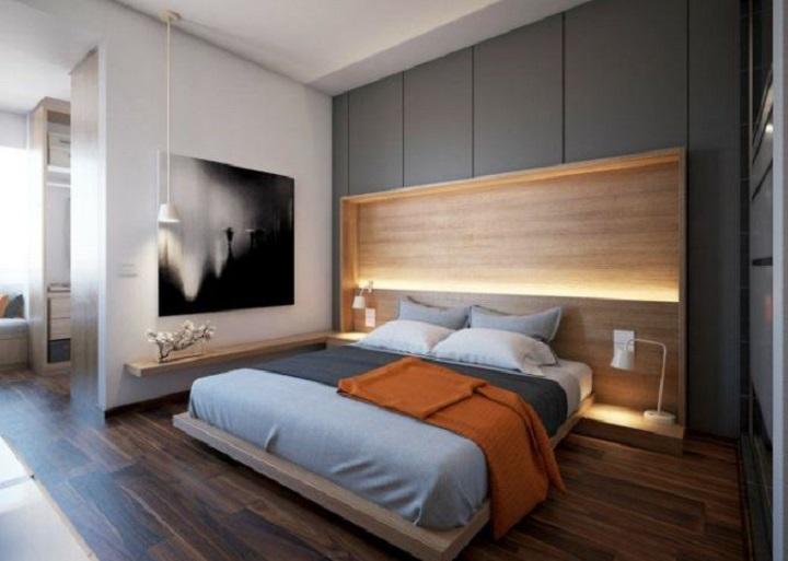 Chambre bois et grise