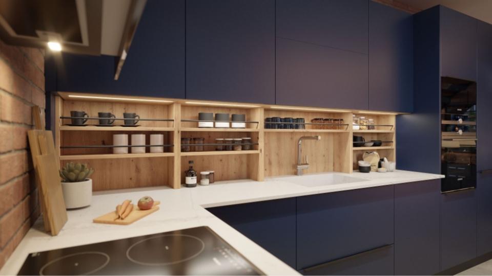 Agencement cuisine bleue